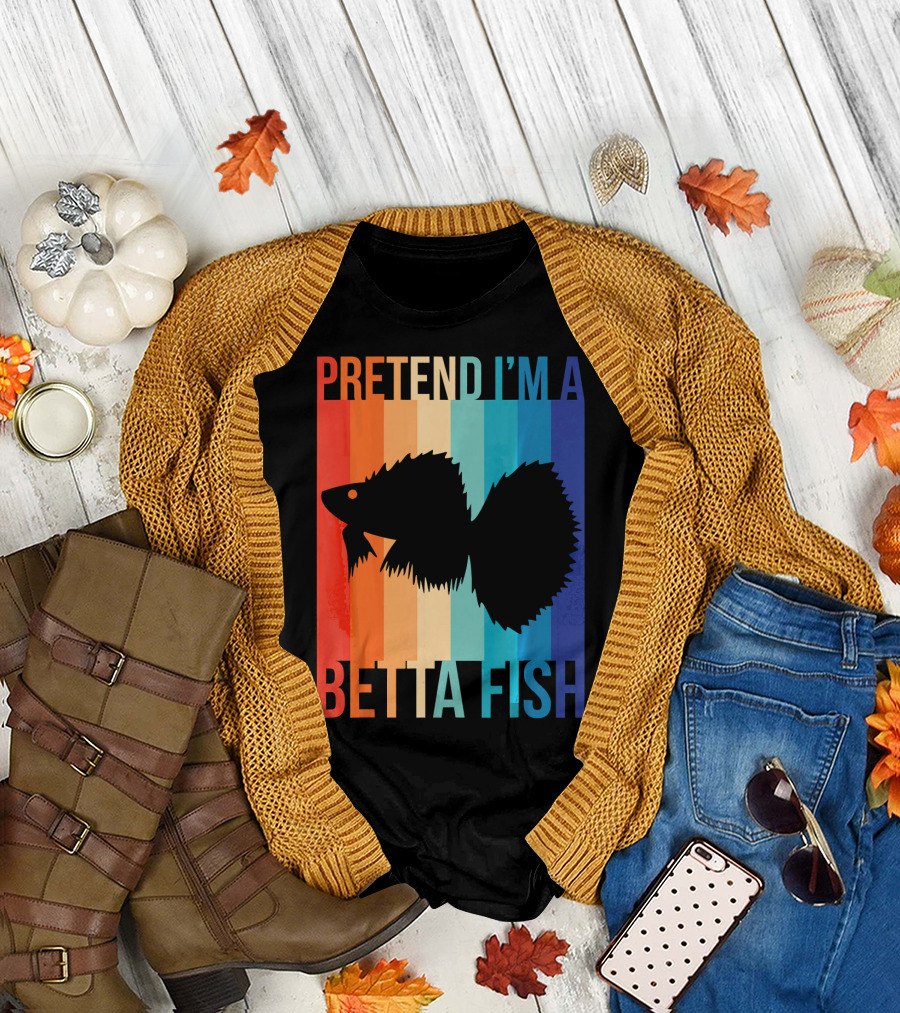 Pretend I'm a Betta Fish with Rainbow Stripes for Aquarium Fish Love T-Shirt