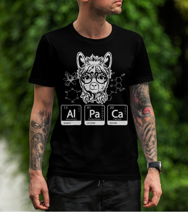 Alpaca Chemistry Graphics With Periodic Elements Of Aluminium Protactinium Calcium T-Shirt
