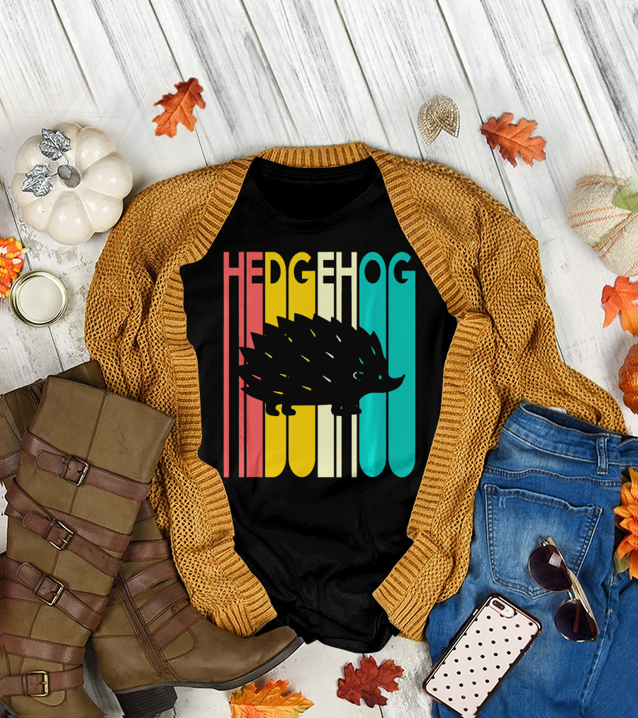 Hedgehog Lover Retro Colorful T-Shirt