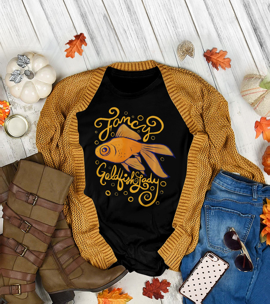Fancy Goldfish Lady Fun Goldfish Lovers Whimsical T-Shirt
