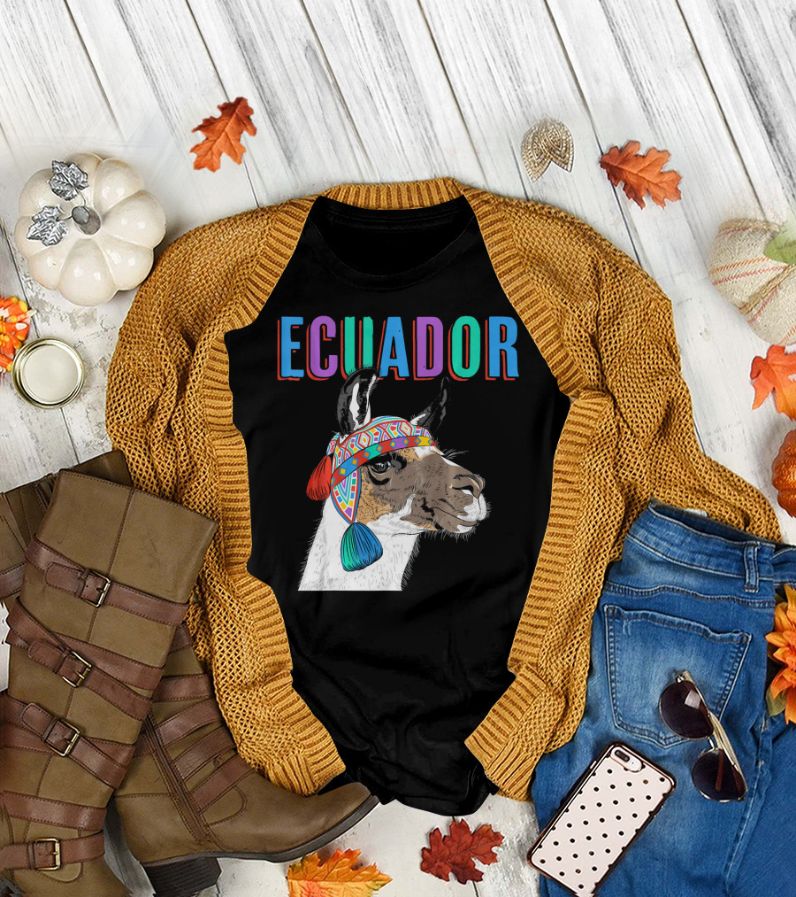Ecuador Colorful Alpaca Llama T-Shirt