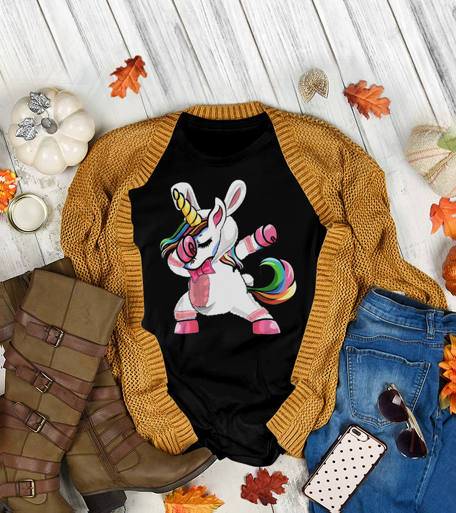 Easter Dabbing Unicorn Bunny Rainbow Ears T-Shirt