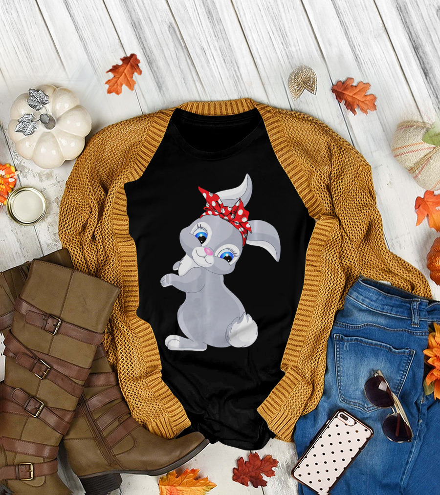 Funny Bunny Mom with Red Bandana Mothers T-Shirt