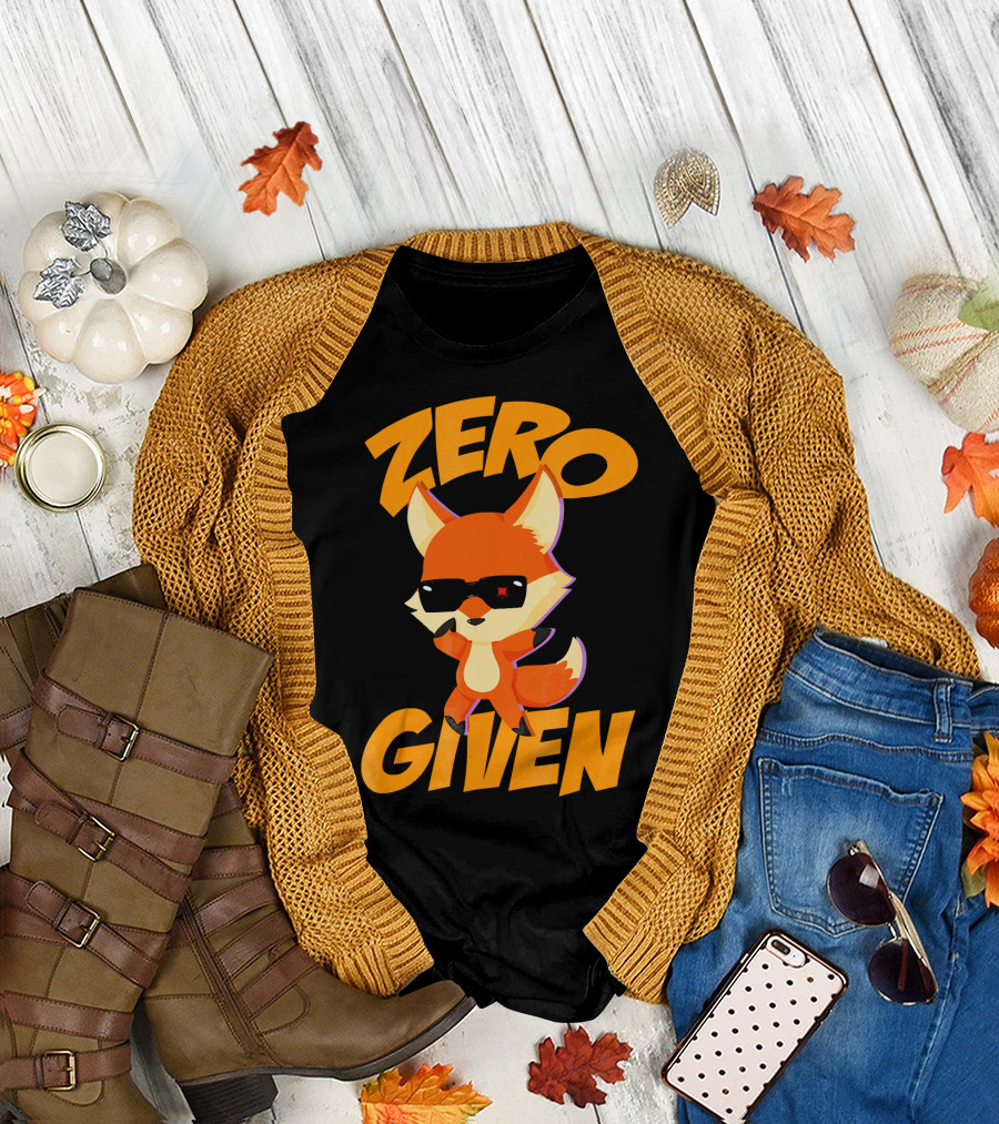 ZERO GIVEN Dabbing Fox Funny Novelty T-Shirt