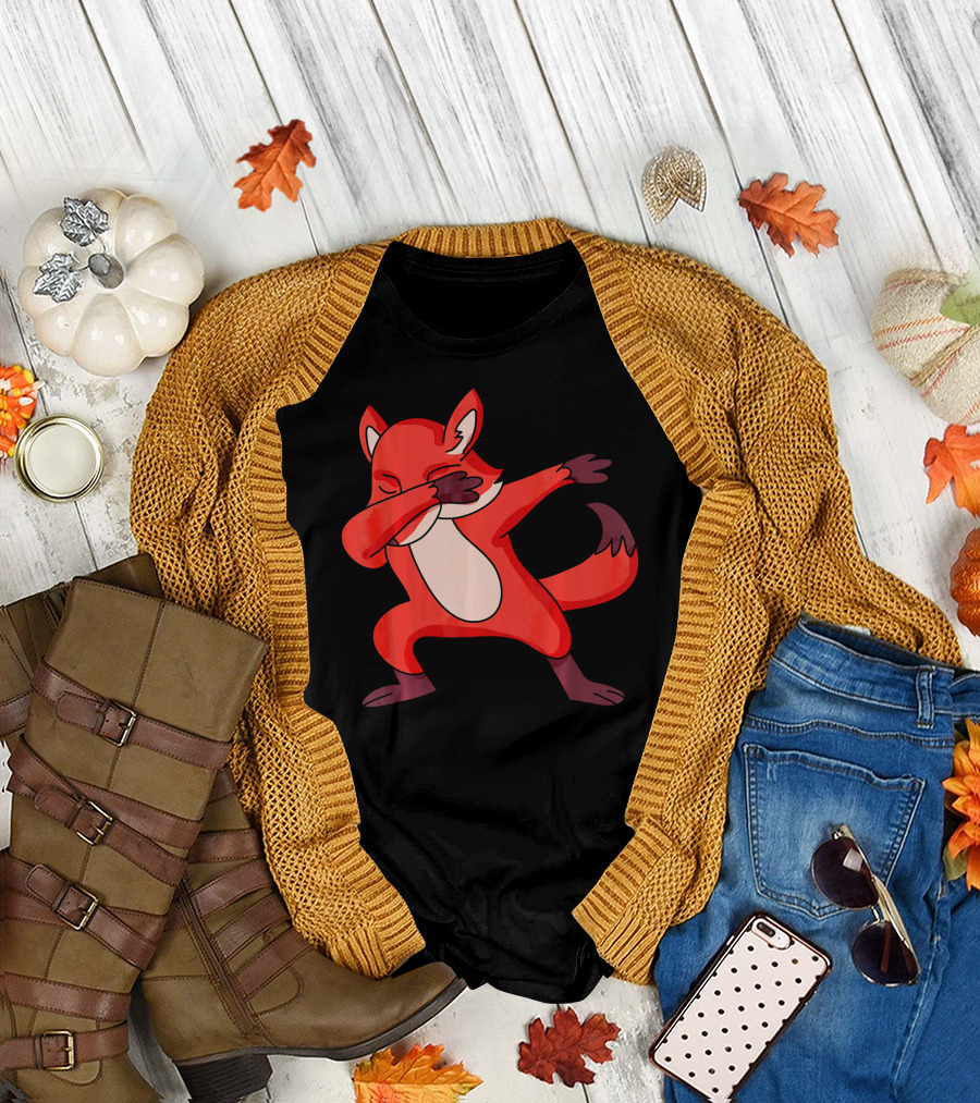 Funny Fox Humorous Dabbing Animal T-Shirt