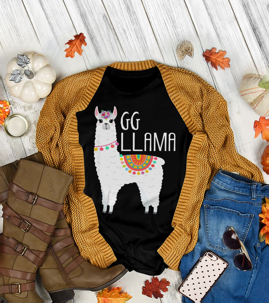 GG Llama with Colorful Blanket and Flower Crown T-Shirt