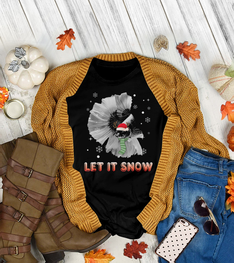Let It Snow Santa Betta Fish with Holiday Elements T-Shirt