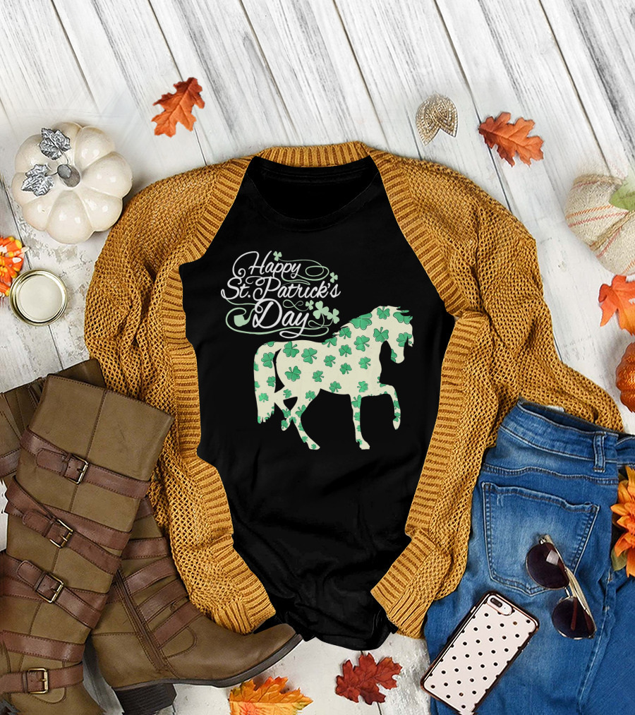 Happy St. Patrick's Day Horse Clover T-Shirt