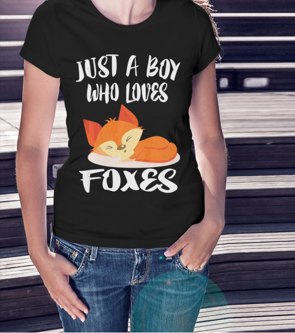 Just A Boy Who Loves Foxes Fox Sleeping Cute Widely Known Animal T-Shirt