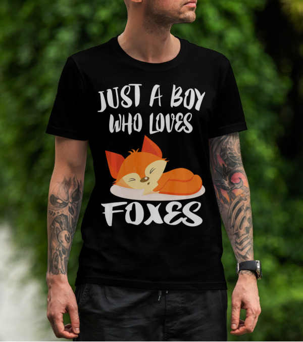 Just A Boy Who Loves Foxes Fox Sleeping Cute Widely Known Animal T-Shirt