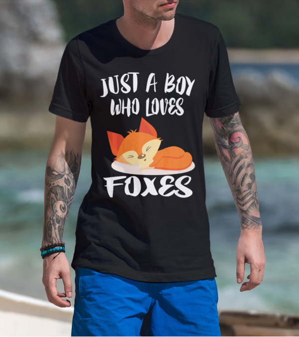 Just A Boy Who Loves Foxes Fox Sleeping Cute Widely Known Animal T-Shirt