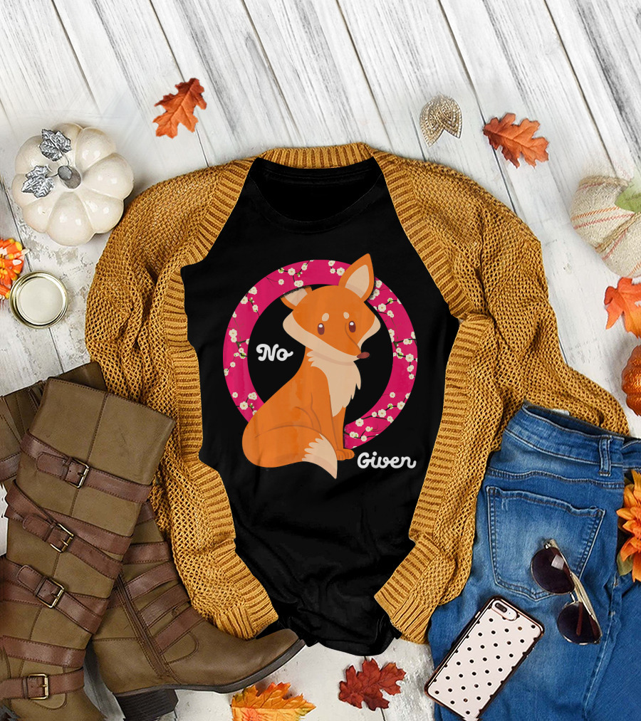 Sassy No Fox Given Pretty Cute Sarcasm Fox Floral Circle T-Shirt
