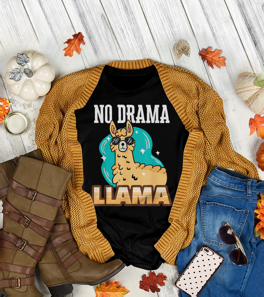 No Drama Llama Cool Sunglasses Alpaca T-Shirt