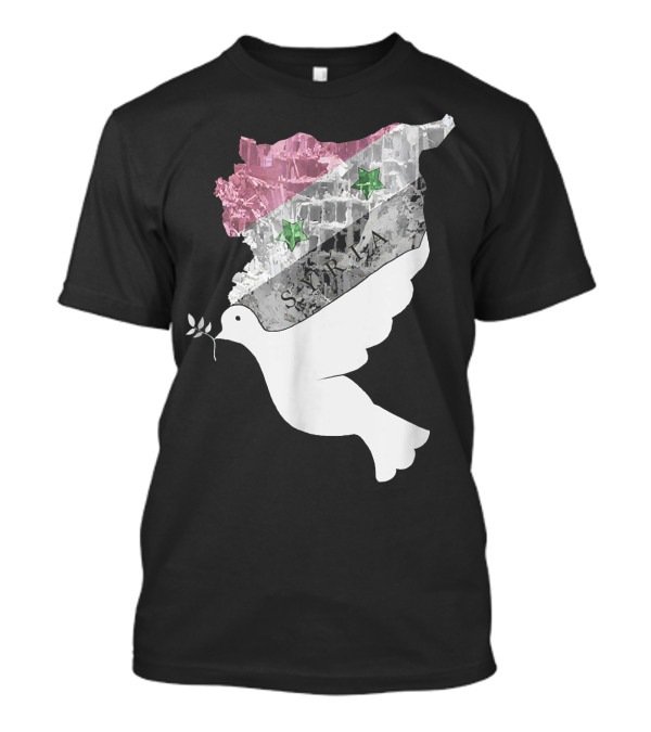 Syria Syrian Flag Peace Dove Map Icon With Olive Branch T-Shirt