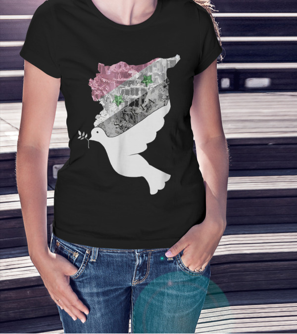 Syria Syrian Flag Peace Dove Map Icon With Olive Branch T-Shirt
