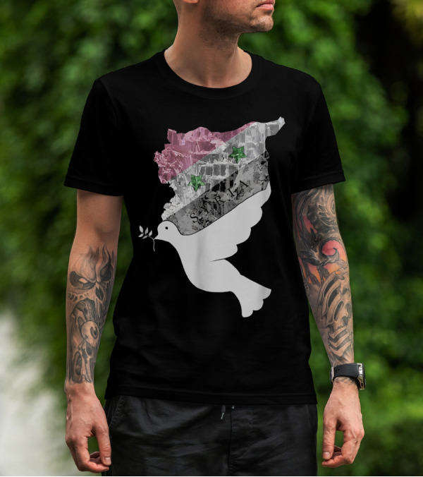 Syria Syrian Flag Peace Dove Map Icon With Olive Branch T-Shirt