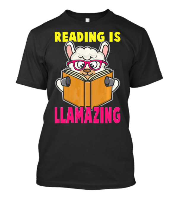 Reading Is Llamazing Cute Llama Alpaca With Glasses And Book T-Shirt