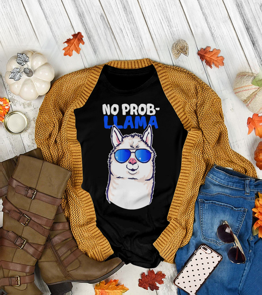 No Prob Llama Alpaca Sunglasses T-Shirt