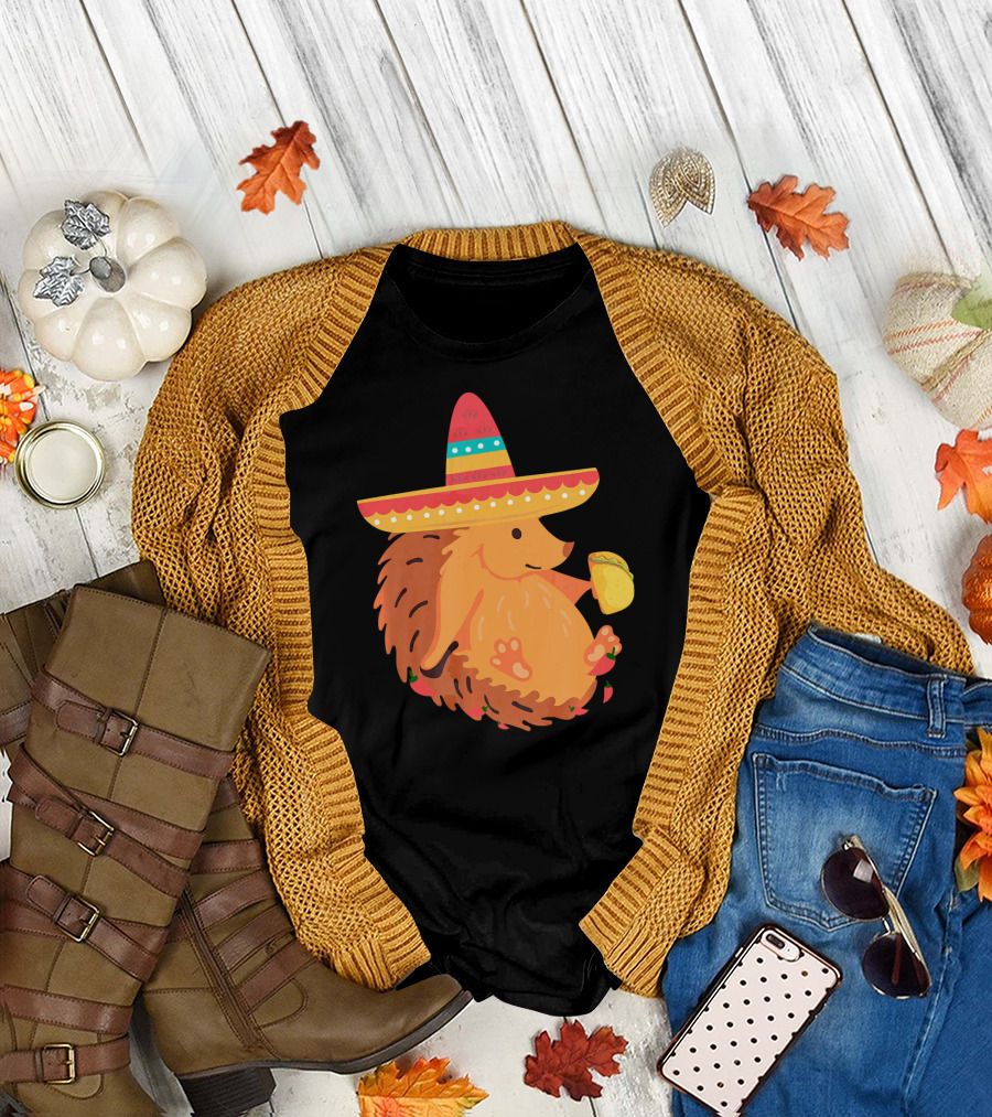 Sombrero Hedgehog with Taco and Mexican T-Shirt