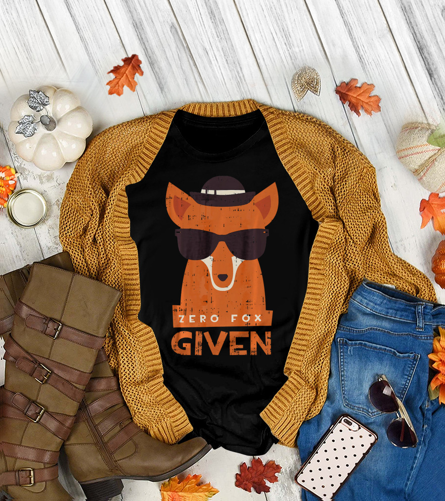 Zero Fox Given Sarcastic Fox Illustration with Sunglasses and Hat T-Shirt
