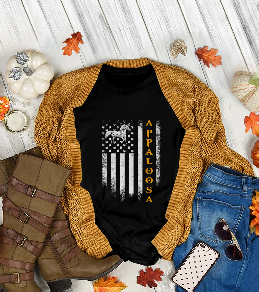 Vintage USA Flag with Appaloosa Horse T-Shirt