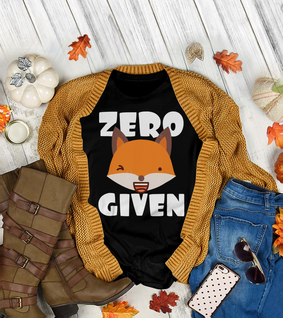 Zero Fox Given Funny Pun Don't Care Fox Face T-Shirt