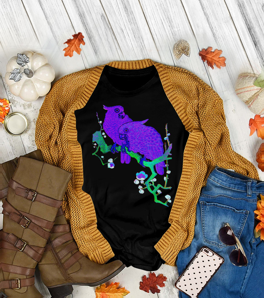 Cockatiel Vaporwave Purple Aesthetic Coc T-Shirt