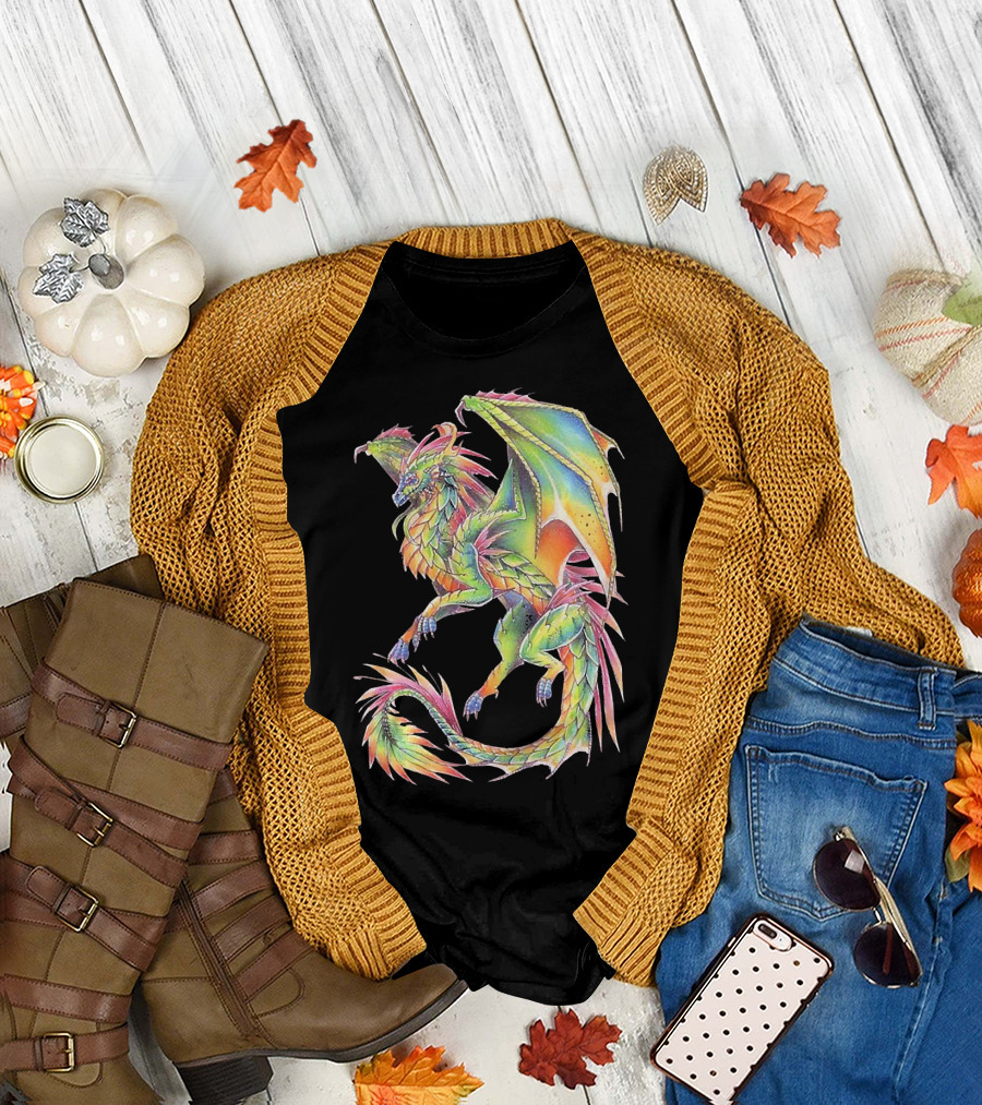 Colorful Dragon Cool Dragon Beautiful Dragon Fantasy Mythical Creature T-Shirt