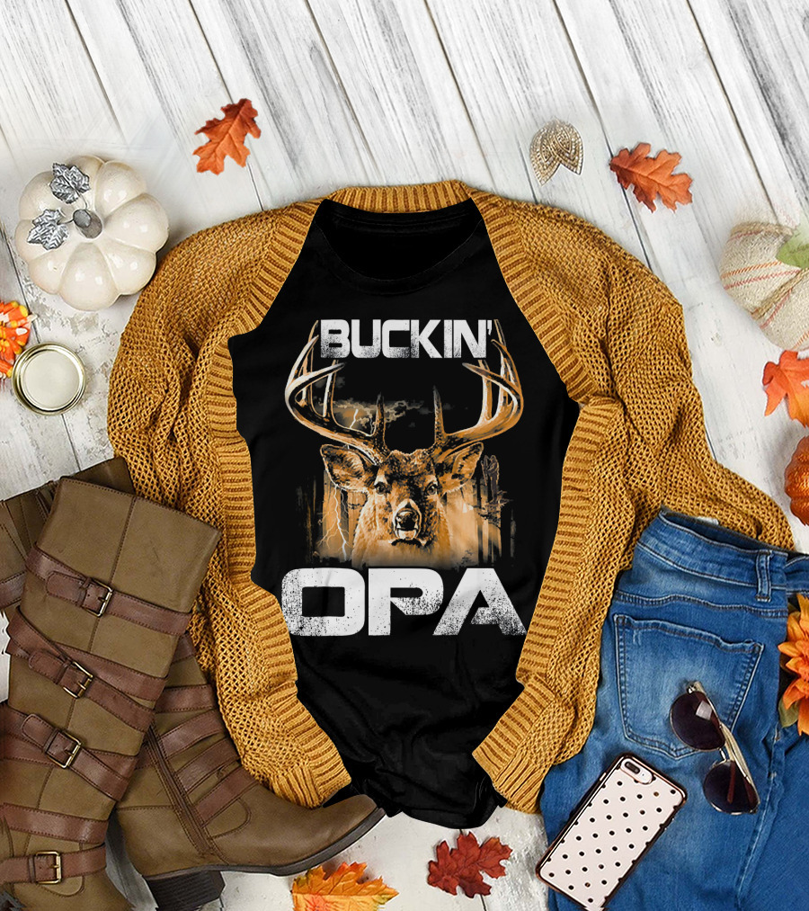 Buckin' Opa Deer Hunting Bucking Antlers T-Shirt