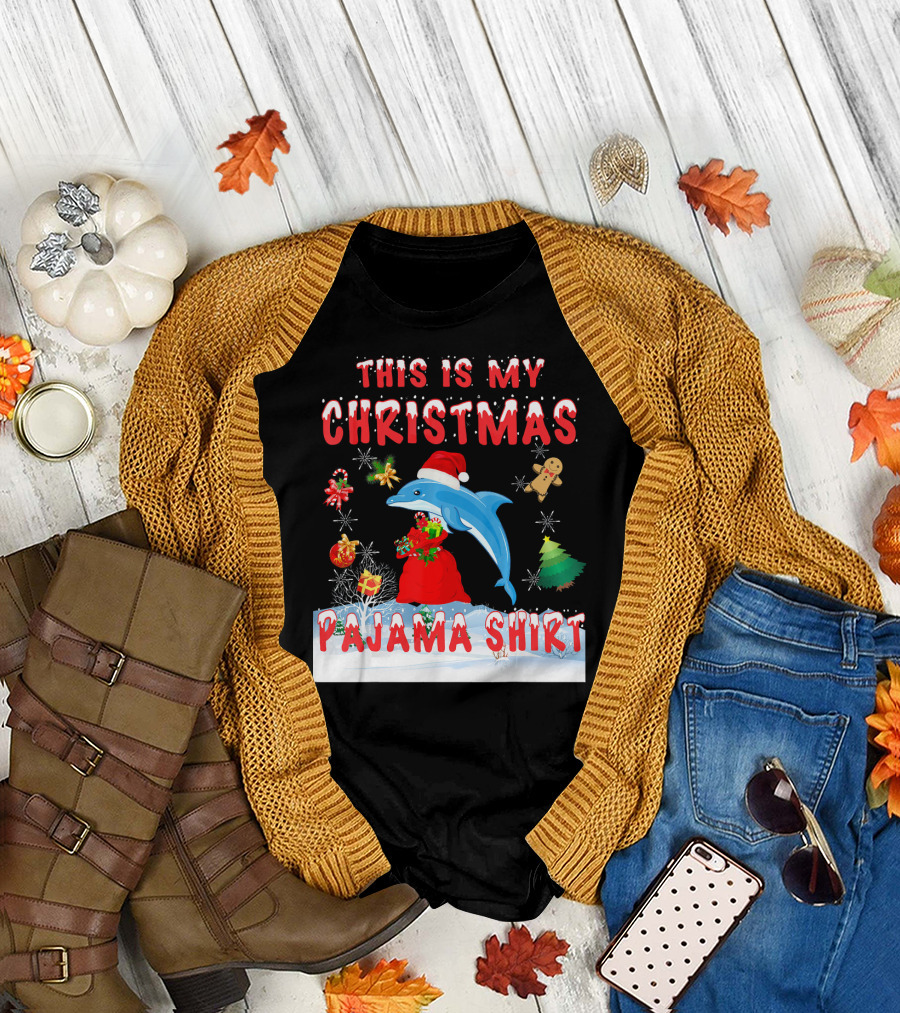 This Is My Christmas Pajama Shirt Dolphin Holiday T-Shirt