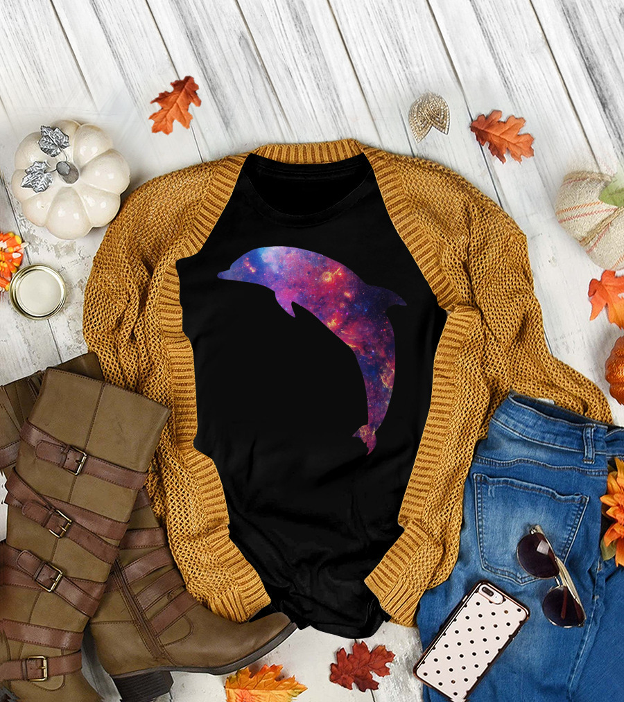 Cosmic Dolphin Universe Galaxy T-Shirt