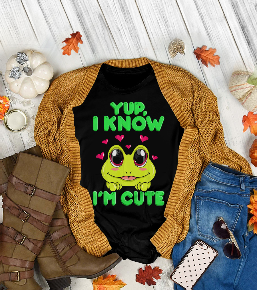 Yup I Know I'm Cute Frog With Hearts T-Shirt