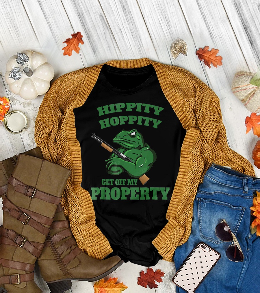 Hippity Hoppity Get Off My Property Angry Frog with Gun T-Shirt