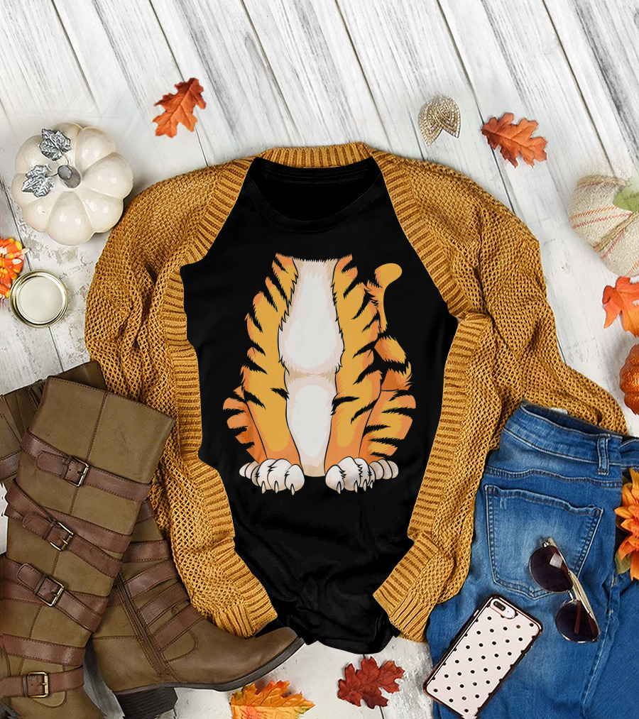Cute Headless Tiger Striped Back T-Shirt