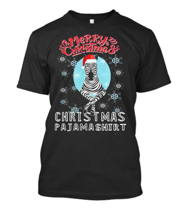 Merry Christmas Zebra Santa Hat Pajama T-Shirt