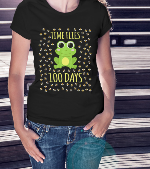 Time Flies 100 Days Frog Bee T-Shirt