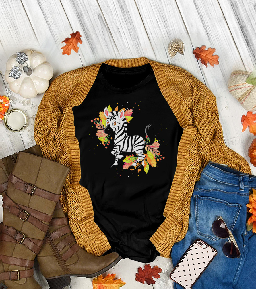 Cute Zebra Autumn Thanksgiving Funny Charm T-Shirt