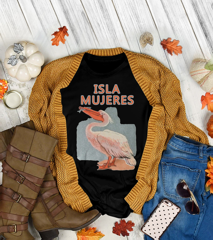 ISLA MUJERES Mexico Pelican with Fish T-Shirt