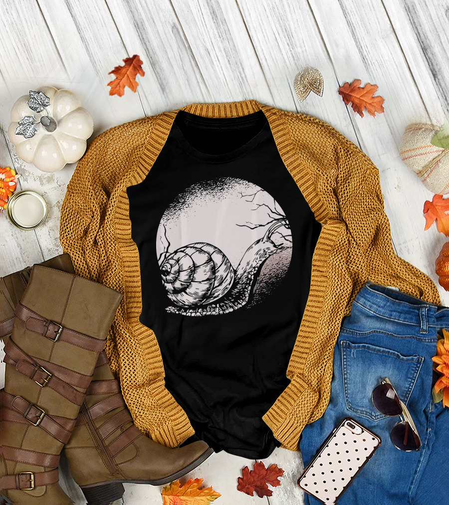 Moon Snail Forest Animal Lover Snail Nature Scene T-Shirt