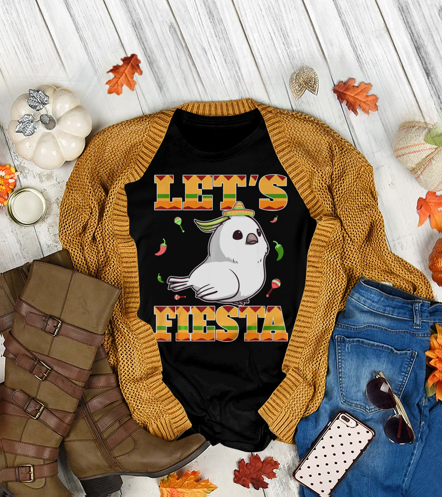 Let's Fiesta Cockatoo Bird Cinco De Mayo Sombrero Maracas Peppers T-Shirt