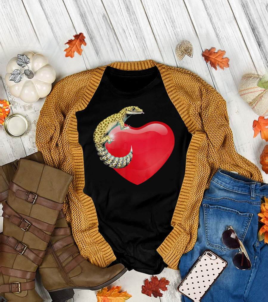 Leopard Gecko Lover Heart Gecko Love T-Shirt