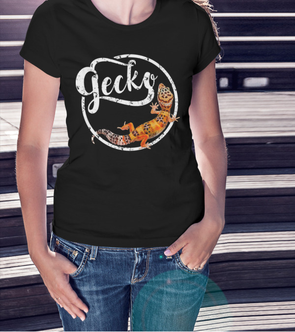 Gecko Circle Leopard Gecko Owner Geometric Lizard T-Shirt
