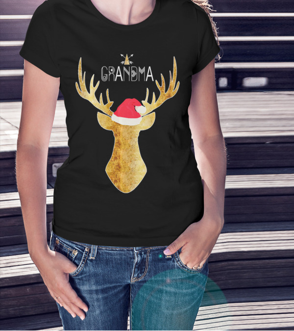 Grandma Christmas Buck Deer Tribal Family T-Shirt