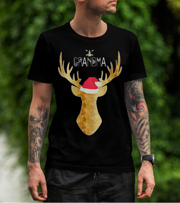 Grandma Christmas Buck Deer Tribal Family T-Shirt