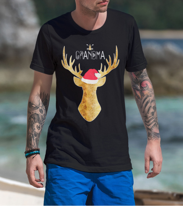 Grandma Christmas Buck Deer Tribal Family T-Shirt