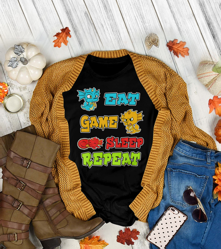 Eat Game Sleep Repeat Funny Gamer Dragon T-Shirt