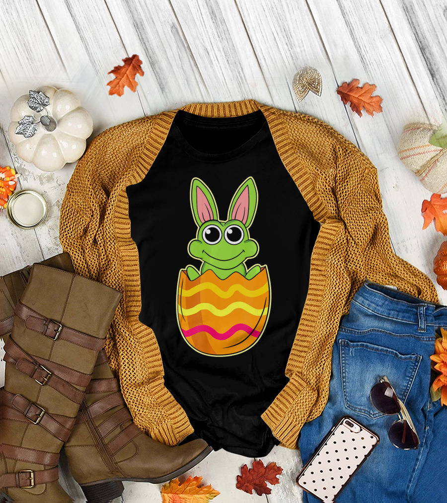 Easter Sunday Frog Bunny in Colorful Egg T-Shirt