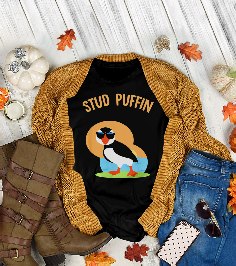 STUD PUFFIN Funny Cute Zoo Animal Sea T-Shirt
