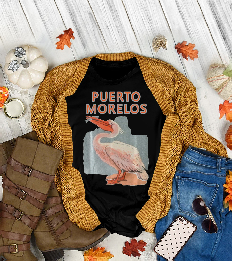 PUERTO MORELOS Yucatan Mexico Pelican with Fish T-Shirt