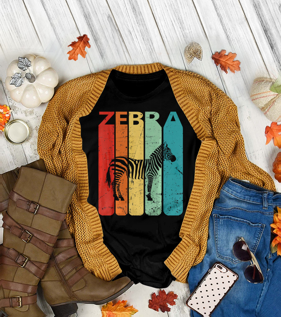 Retro Vintage Zebra Stripes Funny Anim T-Shirt